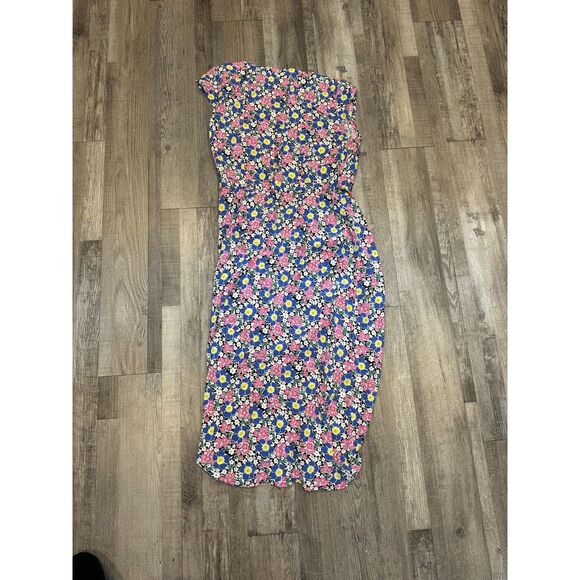 J.Crew Midi Wrap dress in Soft Rayon Pink & Blue Flowers - Picture 4 of 5